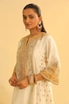 Shop_Sheetal Batra_Ivory Kurta Silk Chanderi Embroidered Kundan Arisana Kalidar And Salwar Set _Online_at_Aza_Fashions