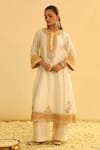 Sheetal Batra_Ivory Kurta And Palazzo Silk Chanderi Embroidered Kundan Round Asmira Set _Online_at_Aza_Fashions