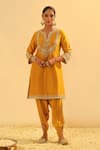 Buy_Sheetal Batra_Ivory Kurta Silk Chanderi Embroidered Kundan Glaze Aashna And Dhoti Pant Set _at_Aza_Fashions