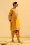 Buy_Sheetal Batra_Ivory Kurta Silk Chanderi Embroidered Kundan Glaze Aashna And Dhoti Pant Set _Online_at_Aza_Fashions