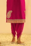 Shop_Sheetal Batra_Pink Kurta Silk Chanderi Embroidered Kundan Notched Anjum And Dhoti Pant Set _Online_at_Aza_Fashions