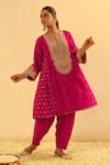 Buy_Sheetal Batra_Pink Kurta Silk Chanderi Embroidered Kundan Falisha Kalidar And Salwar Set _Online_at_Aza_Fashions