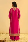 Shop_Sheetal Batra_Pink Kurta And Palazzo Silk Chanderi Embroidered Kundan Notched Mayra Long Set _at_Aza_Fashions