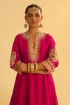 Shop_Sheetal Batra_Pink Kurta Silk Chanderi Embroidered Kundan Round Rayna Salwar Set _Online_at_Aza_Fashions