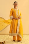 Sheetal Batra_Yellow Kurta And Palazzo Silk Chanderi Embroidered Kundan Zero Asmira Set _Online_at_Aza_Fashions