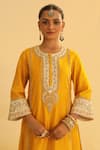 Sheetal Batra_Yellow Kurta And Palazzo Silk Chanderi Embroidered Kundan Zero Asmira Set _at_Aza_Fashions