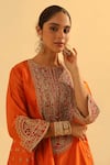 Sheetal Batra_Orange Kurta Silk Chanderi Embroidered Kundan Closed Falisha And Salwar Set _Online_at_Aza_Fashions