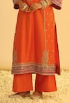 Buy_Sheetal Batra_Orange Kurta And Palazzo Silk Chanderi Embroidered Kundan Round Mayra Set _Online_at_Aza_Fashions