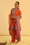 Sheetal Batra_Orange Kurta Silk Chanderi Embroidered Kundan Zero Rayna A-line Salwar Set _Online_at_Aza_Fashions