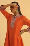 Buy_Sheetal Batra_Orange Kurta Silk Chanderi Embroidered Kundan Zero Rayna A-line Salwar Set 