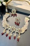 Buy_Prestones_Red Kundan Polki Embellished Choker Necklace Set _at_Aza_Fashions