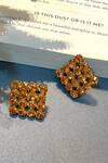 Buy_Prestones_Orange Swarovski Stone Embellished Studs _at_Aza_Fashions