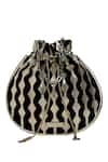 Buy_Kaeros_Black Abstract Applique Potli Bag _at_Aza_Fashions