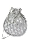 Kaeros_Silver Abstract Jewel Potli Bag _Online_at_Aza_Fashions