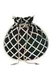 Shop_Kaeros_Green Criss Cross Potli Bag _at_Aza_Fashions