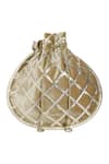 Shop_Kaeros_Gold Trellis Pattern Leather Potli Bag _at_Aza_Fashions