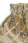 Kaeros_Gold Trellis Pattern Leather Potli Bag _Online_at_Aza_Fashions