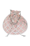 Buy_Kaeros_Pink Trellis Leather Potli Bag _at_Aza_Fashions