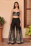 Buy_AMRTA by GUNEET KONDAL_Black Bustier Embroidered Floral Bustier Sweetheart Trouser Set _at_Aza_Fashions