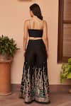 Shop_AMRTA by GUNEET KONDAL_Black Bustier Embroidered Floral Bustier Sweetheart Trouser Set _at_Aza_Fashions