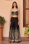 AMRTA by GUNEET KONDAL_Black Bustier Embroidered Floral Bustier Sweetheart Trouser Set _Online_at_Aza_Fashions