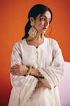 Buy_Leela By A_Ivory Jacquard, Cotton Metallic Thread, Zari, Moti And Lace Embellished Kurta Set _Online_at_Aza_Fashions
