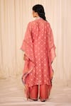 Shop_Leela By A_Pink Jacquard Cotton Lining Mulmul 3d Phool Bloom Embellished Kaftan Set _at_Aza_Fashions