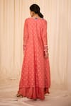 Shop_Leela By A_Pink Jacquard  Lining Mulmul Embroidery Rosa Kurta Palazzo Set _at_Aza_Fashions