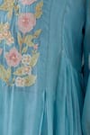 Buy_TATWA_Blue Handloom Chanderi Silk Embroidery Floral Round Patchwork Kurta And Pant Set 