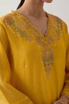 Buy_TATWA_Yellow Handloom Chanderi Silk Embroidery Songbird Straight Kurta And Pant Set 