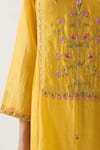 Shop_TATWA_Yellow Handloom Chanderi Silk Embroidery Floral Mughal Butta Kurta And Pant Set 