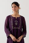 TATWA_Purple Handloom Chanderi Silk Embroidery Mughal Butta Pintuck Kurta And Pant Set _Online_at_Aza_Fashions