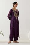 Shop_TATWA_Purple Silk Organza Embroidered Sequins Stardust Zardosi Yoke Kurta With Pant _Online_at_Aza_Fashions