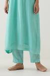 Buy_TATWA_Blue Silk Organza Embroidery Resham Round Floral Kurta And Pant Set 