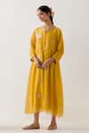 Shop_TATWA_Yellow Handloom Chanderi Silk Embroidered Applique Round Floral Kurta Set _Online_at_Aza_Fashions