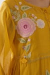 Buy_TATWA_Yellow Handloom Chanderi Silk Embroidered Applique Round Floral Kurta Set 