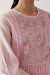 Shop_TATWA_Pink Handloom Chanderi Silk Embroidered Resham Round Ariel Kurta Set 