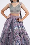 Buy_Amit Aggarwal_Multi Color Embellished Structured Pattern Plunged Metallic Lehenga Set 