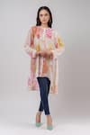 Buy_Pankaj & Nidhi_Multi Color Embroidered Floral Round Print Shirt Tunic _Online_at_Aza_Fashions