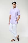 Buy_RNG Safawala_Purple Cotton Plain Mandarin Collar Kurta Set _at_Aza_Fashions