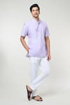 Buy_RNG Safawala_Purple Cotton Plain Mandarin Collar Kurta Set _Online_at_Aza_Fashions