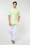Buy_Rng Safawala_Green Cotton Plain Kurta Set _Online_at_Aza_Fashions
