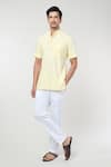 Buy_RNG Safawala_Yellow Cotton Plain Mandarin Collar Short Kurta Set _Online_at_Aza_Fashions