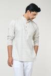 Shop_Rng Safawala_Cream Cotton Printed Floral Short Kurta Set _Online_at_Aza_Fashions