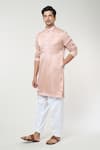 Buy_RNG Safawala_Pink Cotton Silk Embroidery Thread Floral Kurta Set _at_Aza_Fashions