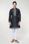 Buy_RNG Safawala_Black Cotton Silk Embroidery Thread Sequin Kurta Set _Online_at_Aza_Fashions