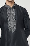 Buy_RNG Safawala_Black Cotton Silk Embroidery Thread Sequin Kurta Set 