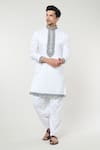 Buy_RNG Safawala_White Cotton Silk Embroidery Thread Floral Placket Kurta Set _at_Aza_Fashions