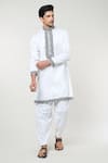 Shop_RNG Safawala_White Cotton Silk Embroidery Thread Floral Placket Kurta Set _Online_at_Aza_Fashions