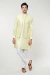 Buy_RNG Safawala_Green Dupion Silk Plain Pintuck Bundi And Kurta Set _at_Aza_Fashions